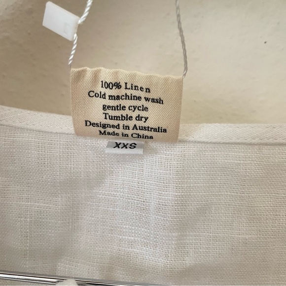 Marlow & Mae Markets Tie Puff Sleeve Linen Babydoll Mini Dress AU XXS US 0-2 NEW - Picture 9 of 10